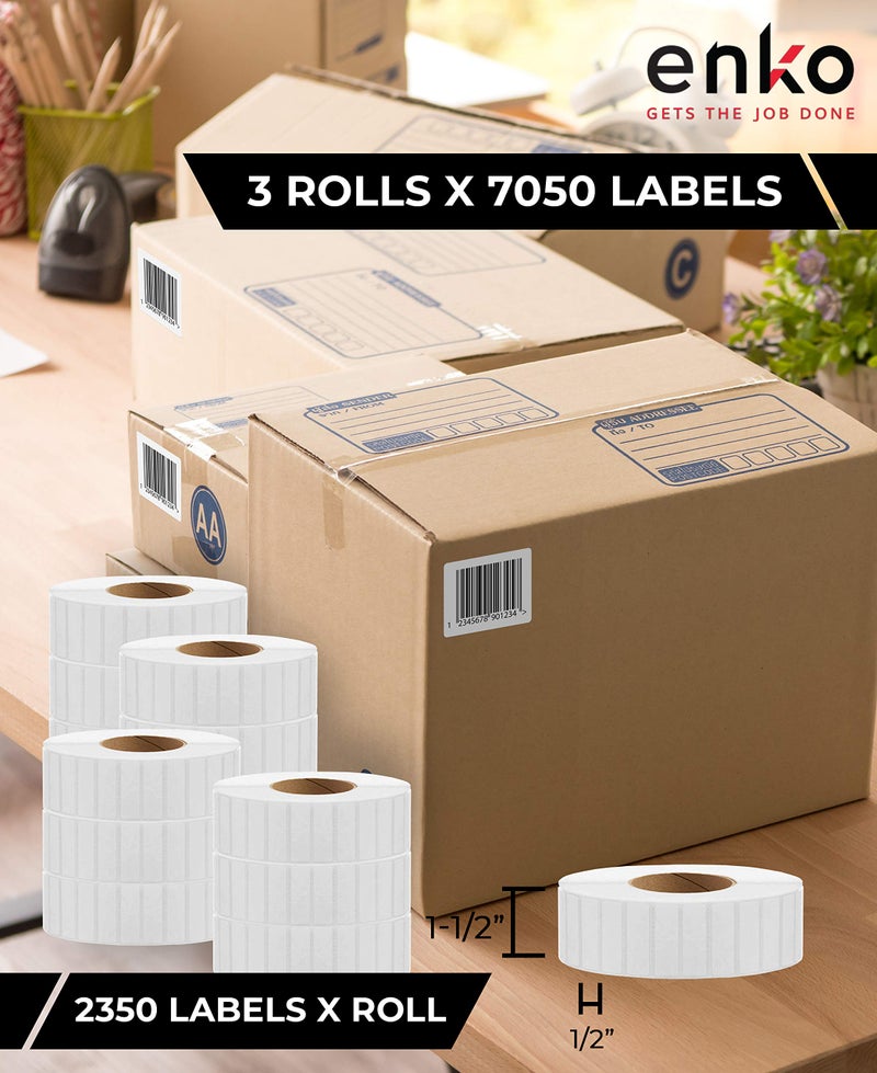 enKo Products enKo (3 Rolls, 7,050 Labels) 1-1/2" x 1/2" Direct Thermal Label with 1" Core for Address Mailing and Shipping FBA FNSKU Labels - Image 2